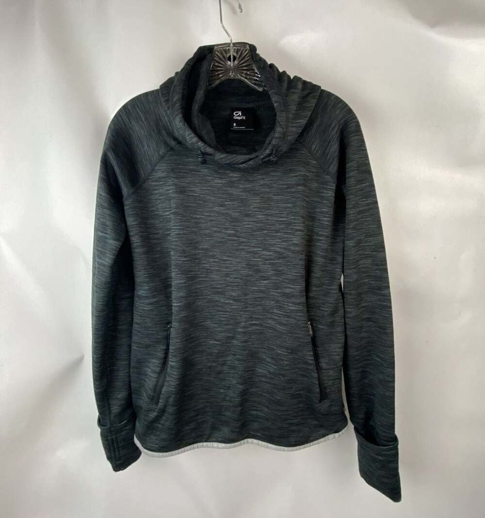 GapFit Women's Black/Gray Activewear Fleece Lined Hooded Jacket Hoodie Size S